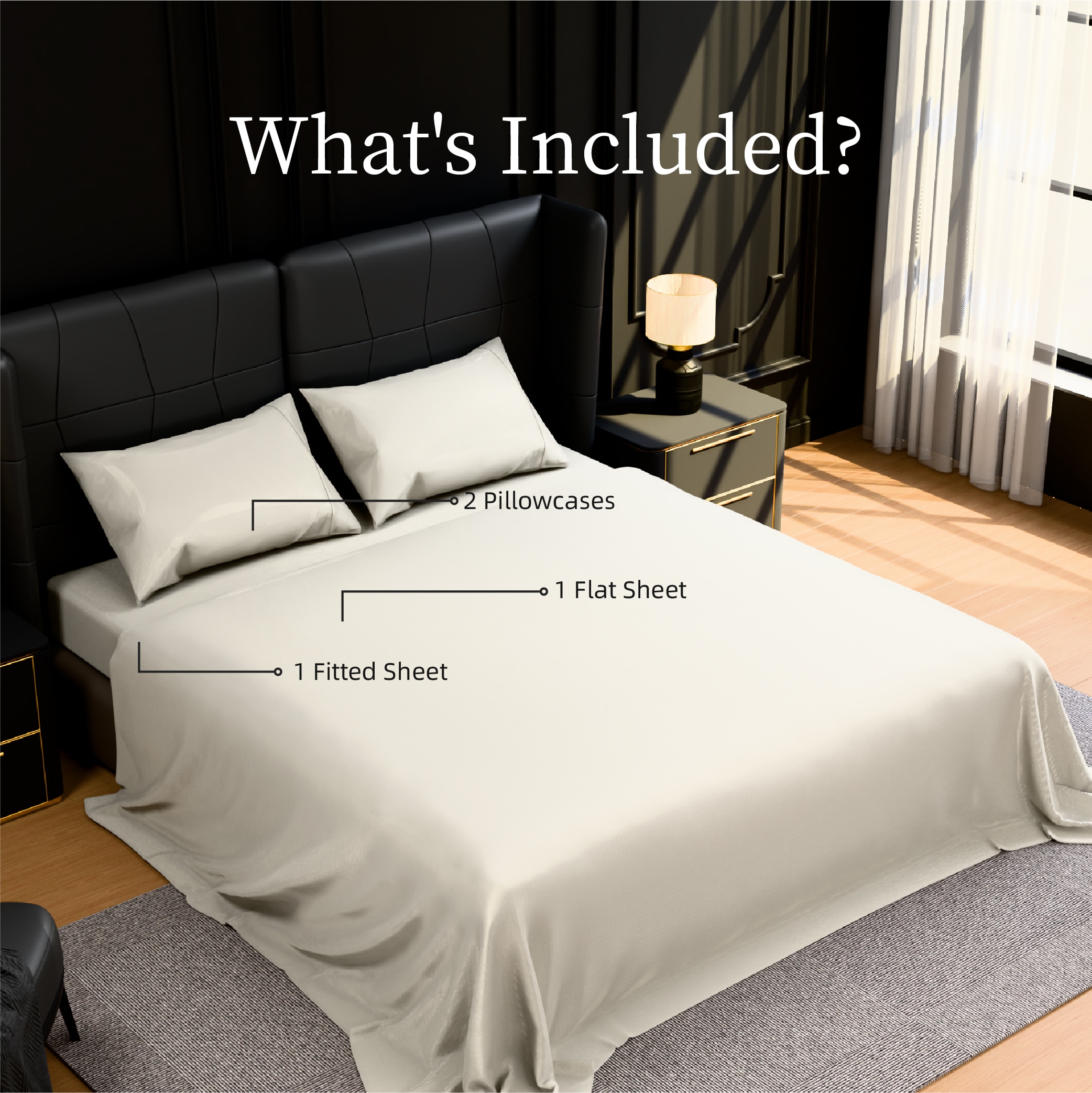 Bedding King Bed Sheets Set - 4 Piece Bedding - Brushed Microfiber - Shrinkage And Fade Resistant - Easy Care (King, White)_voghion.com